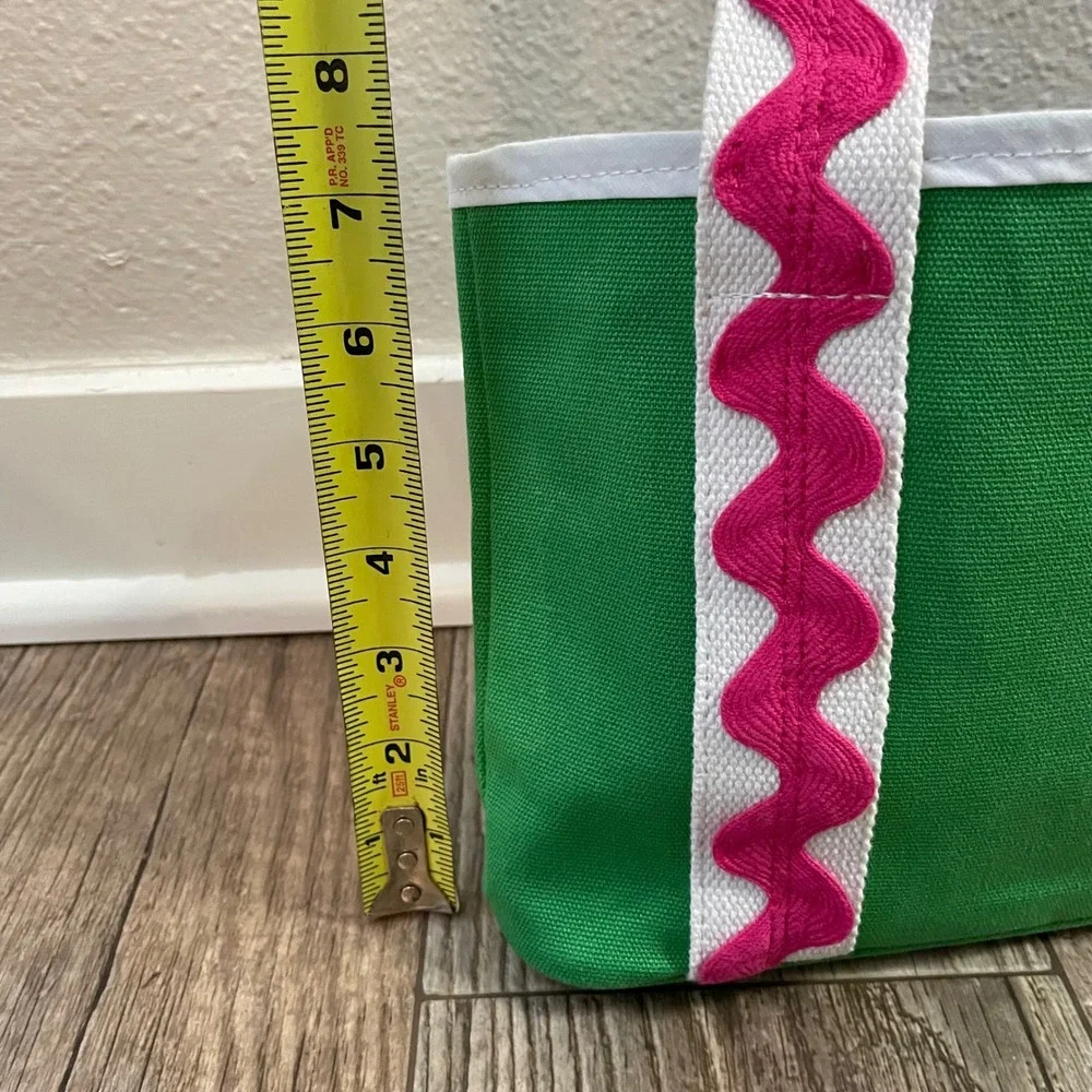 Gymboree Kids Green Canvas Tote Bag Pink Ric Rac Trim Mini Beach Bag NWT‎ 2012